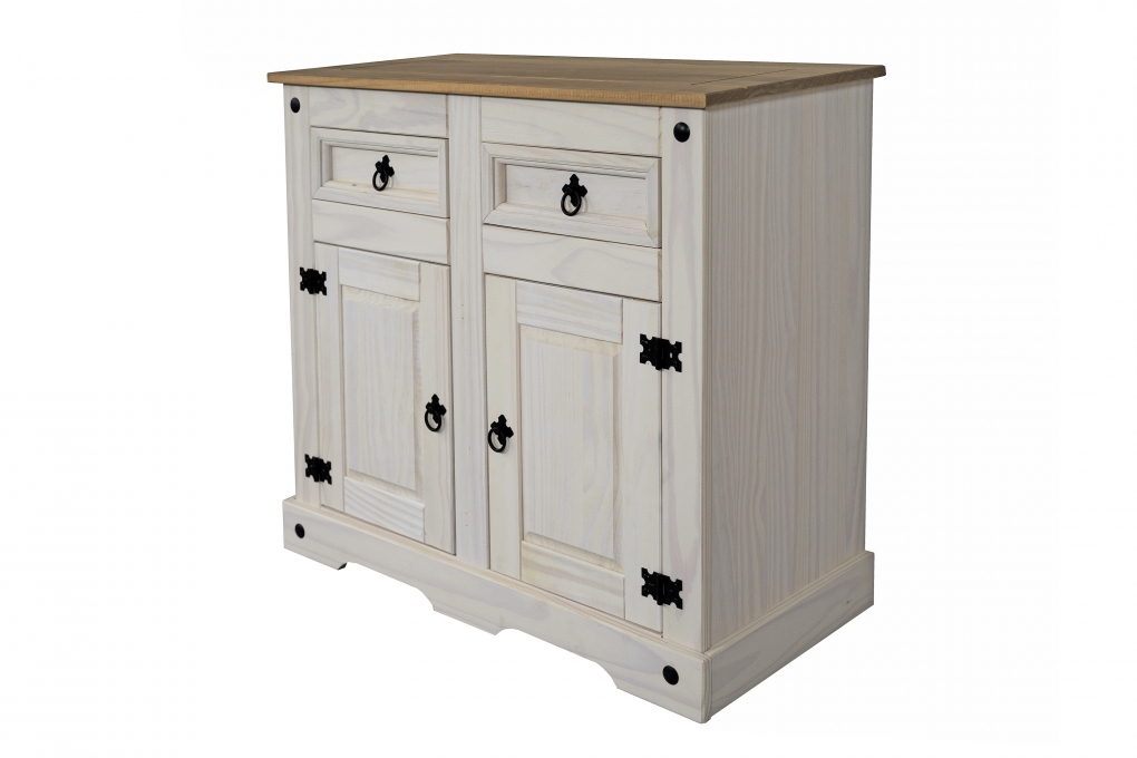 SAM® Sideboard Kommode 91,5 x 83,5 x 43 cm Pinienholz weiß honigfaben lasiert MEXICO itemprop=