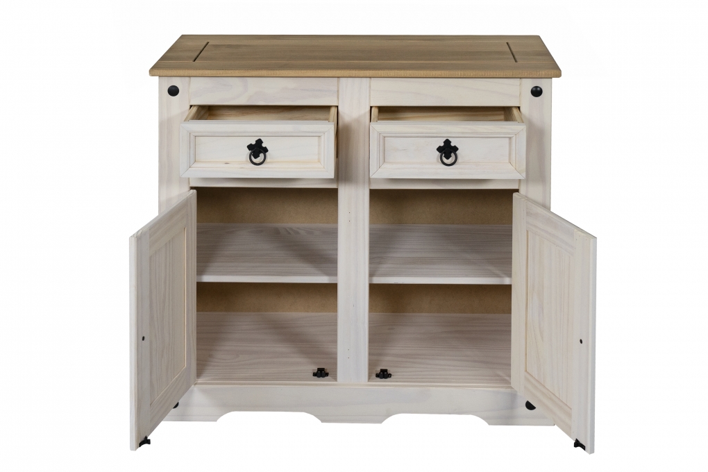 SAM® Sideboard Kommode 91,5 x 83,5 x 43 cm Pinienholz weiß honigfaben lasiert MEXICO itemprop=