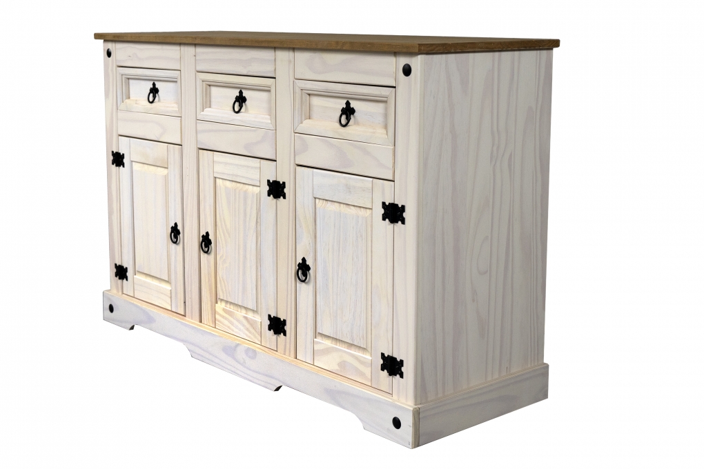 SAM® Sideboard Kommode 132 x 84 x 44 cm Pinienholz weiß hongifarben lasiert MEXICO itemprop=