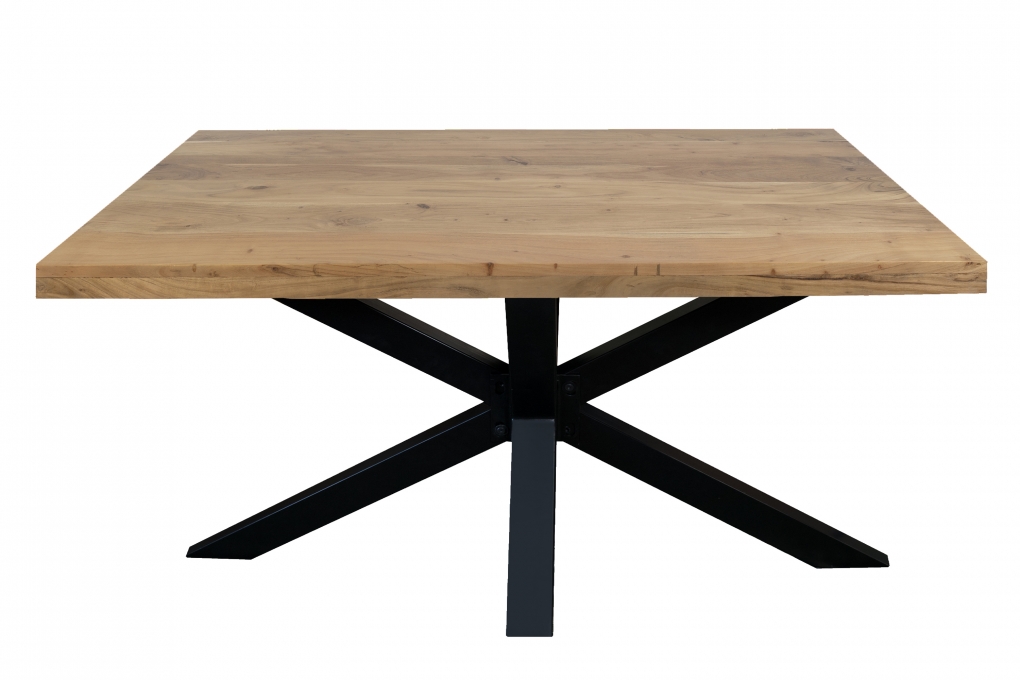 Esstisch Akazie Massiv naturfarben 300 x 100 cm gerade Kanten Spider-Gestell schwarz RIO itemprop=