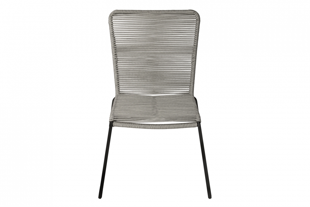 Gartenstuhl Outdoor-Seilstuhl Farbe Grau mit Eisen-Gestell in schwarz ISRA (2er Set) itemprop=
