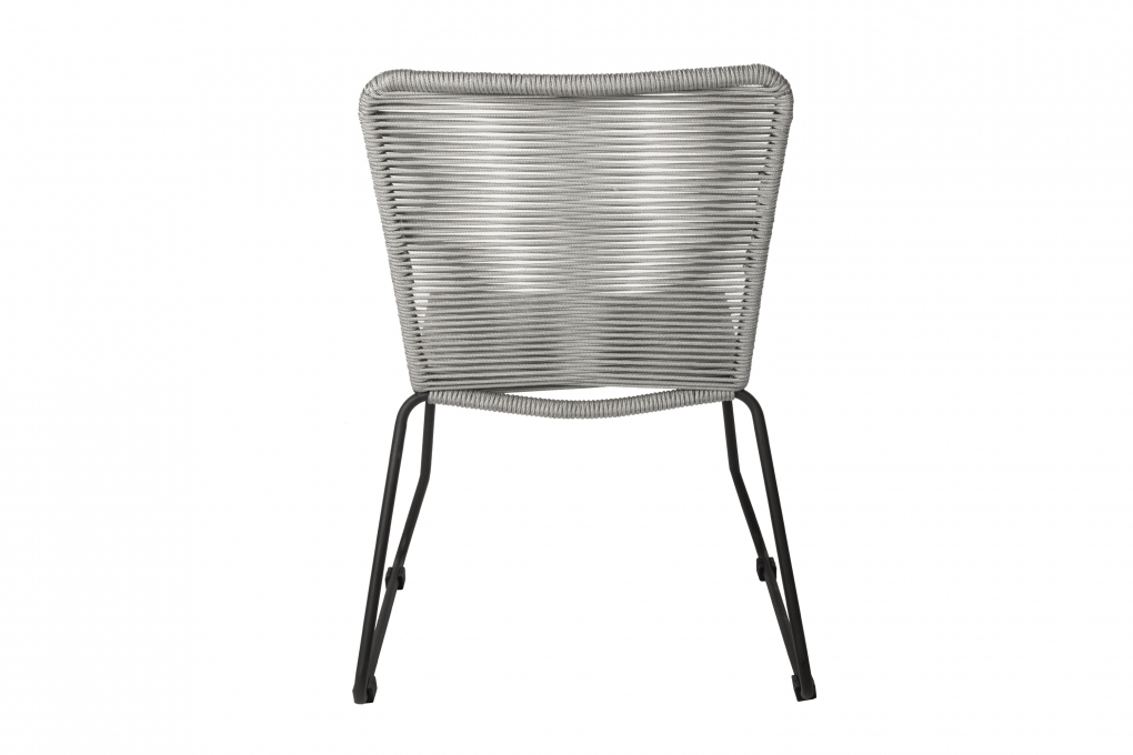 Gartenstuhl Outdoor-Seilstuhl Farbe Grau mit Eisen-Gestell in schwarz ISRA (4er Set) itemprop=