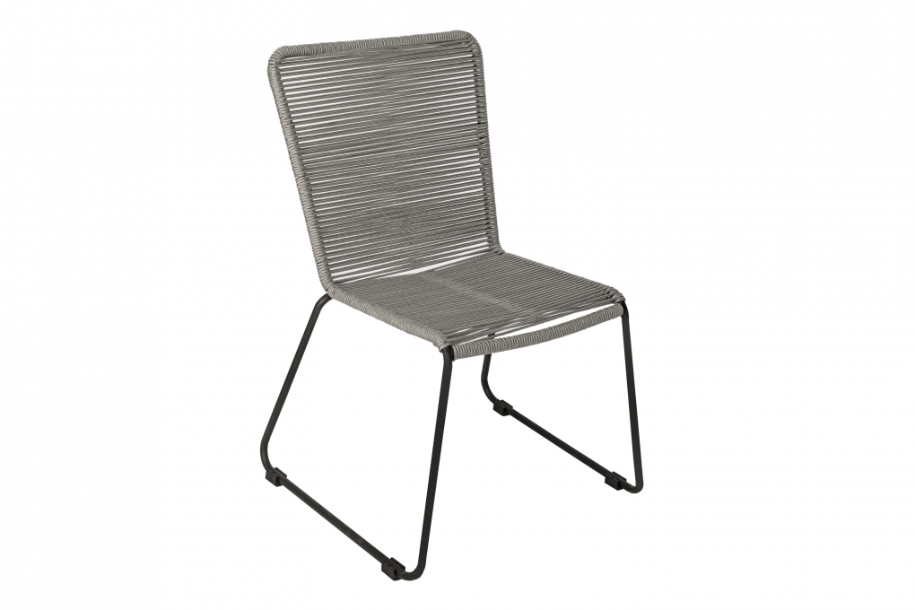 Gartenstuhl Outdoor-Seilstuhl Farbe Grau mit Eisen-Gestell in schwarz ISRA (6er Set) itemprop=