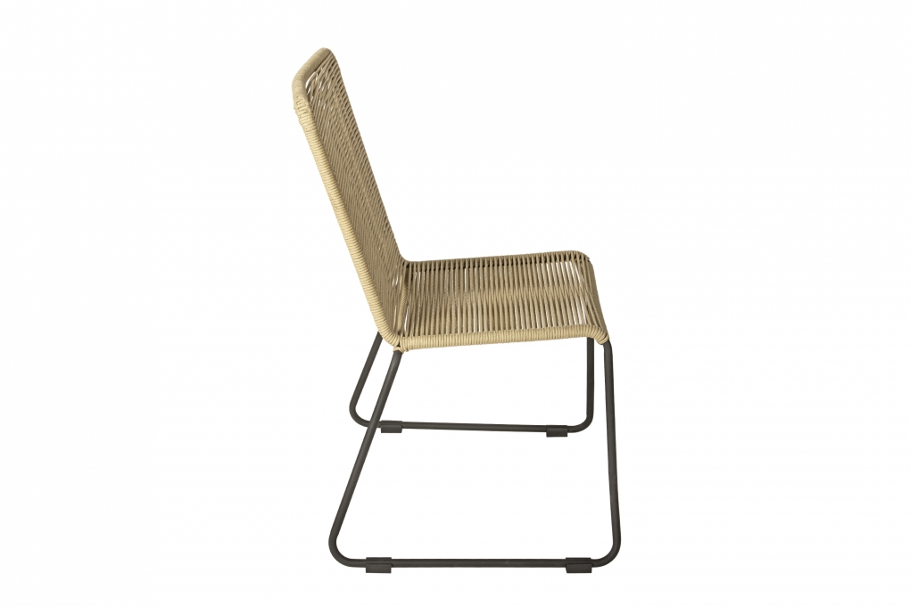 Gartenstuhl Outdoor-Seilstuhl Farbe Taupe mit Eisen-Gestell in schwarz ISRA (2er Set) itemprop=
