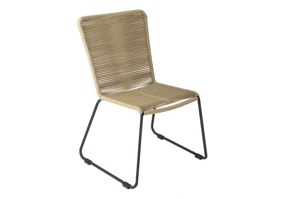 Gartenstuhl Outdoor-Seilstuhl Farbe Taupe mit Eisen-Gestell in schwarz ISRA (4er Set) itemprop=