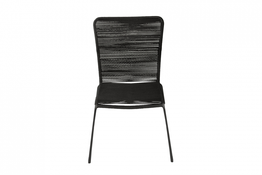 Gartenstuhl Outdoor-Seilstuhl Farbe Schwarz mit Eisen-Gestell in schwarz ISRA (2er Set) itemprop=
