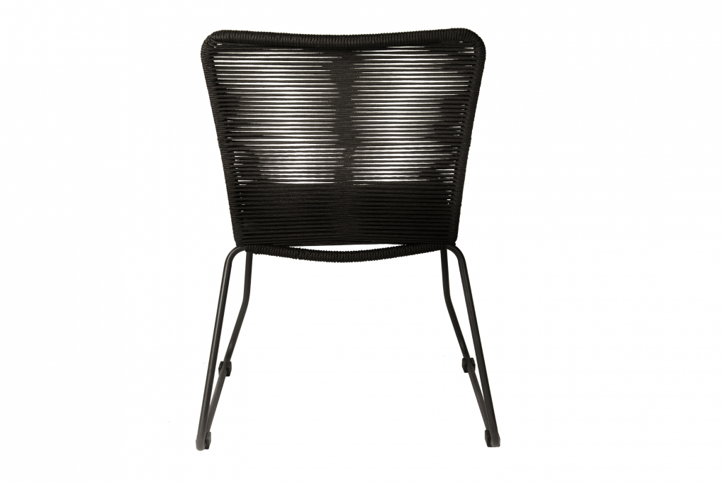 Gartenstuhl Outdoor-Seilstuhl Farbe Schwarz mit Eisen-Gestell in schwarz ISRA (4er Set) itemprop=