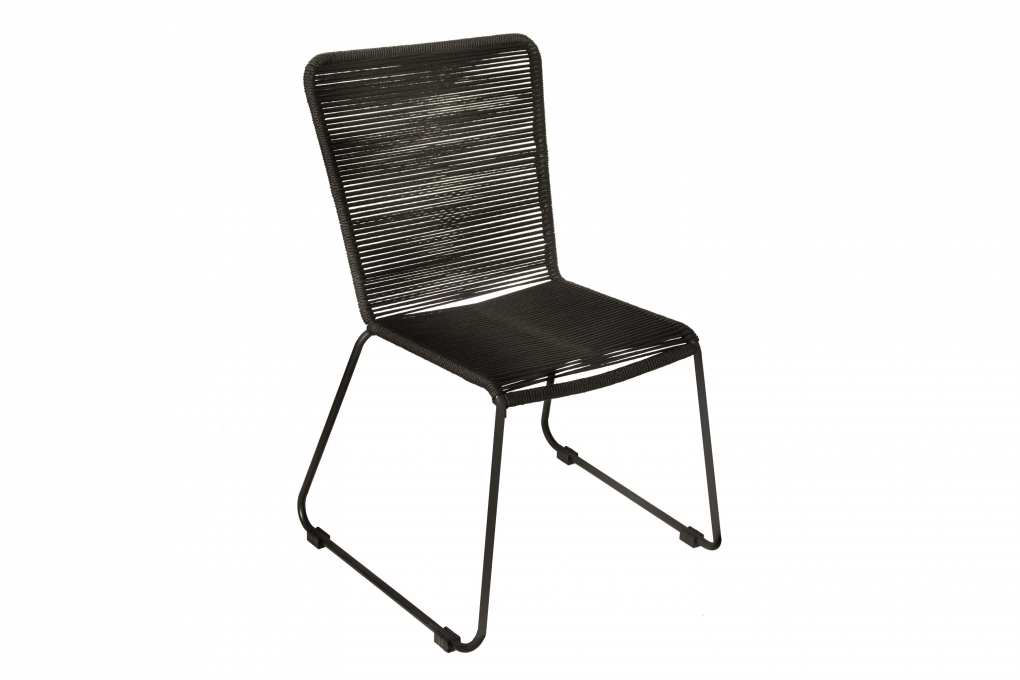 Gartenstuhl Outdoor-Seilstuhl Farbe Schwarz mit Eisen-Gestell in schwarz ISRA (6er Set) itemprop=