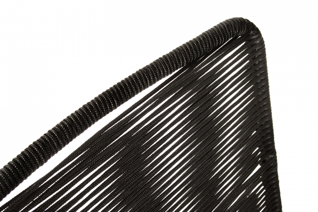 Gartenstuhl Outdoor-Seilstuhl Farbe Schwarz mit Eisen-Gestell in schwarz ISRA (6er Set) itemprop=
