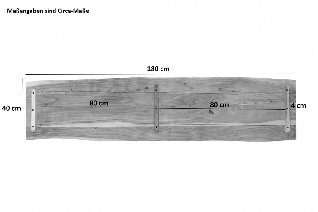 Tischplatte Baumkante Akazie Nuss 180 x 40 cm CURTIS itemprop=
