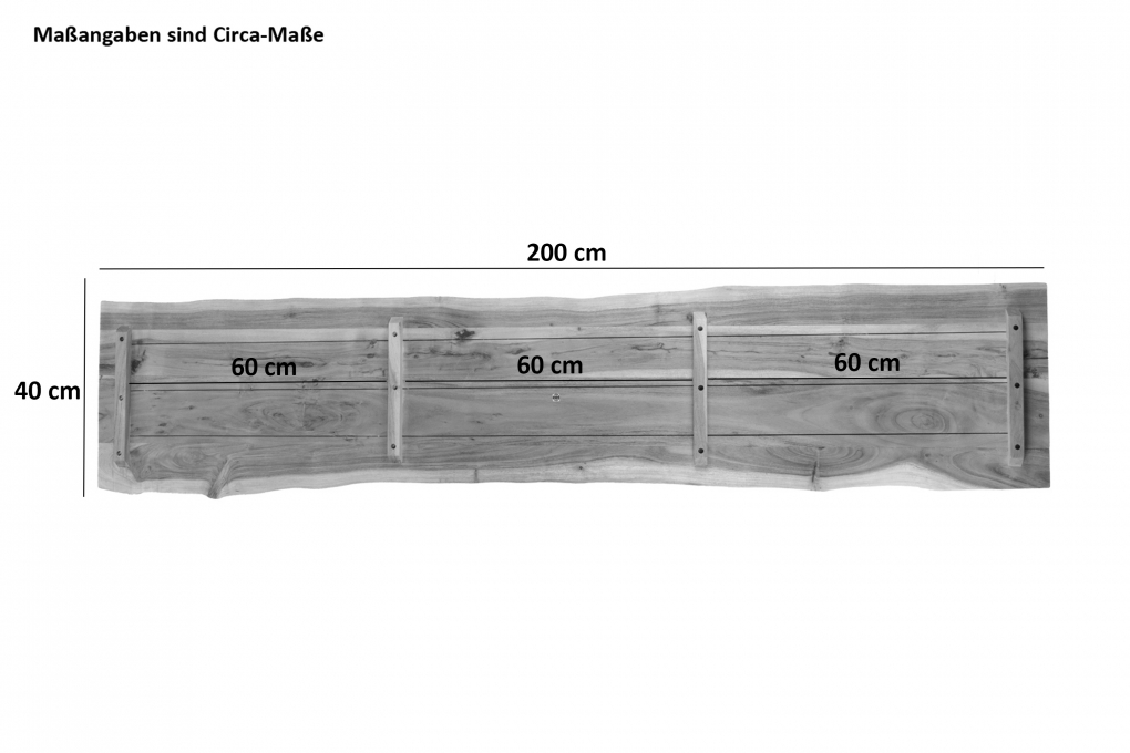  Tischplatte Baumkante Akazie Nuss 200 x 40 cm CURTIS itemprop=