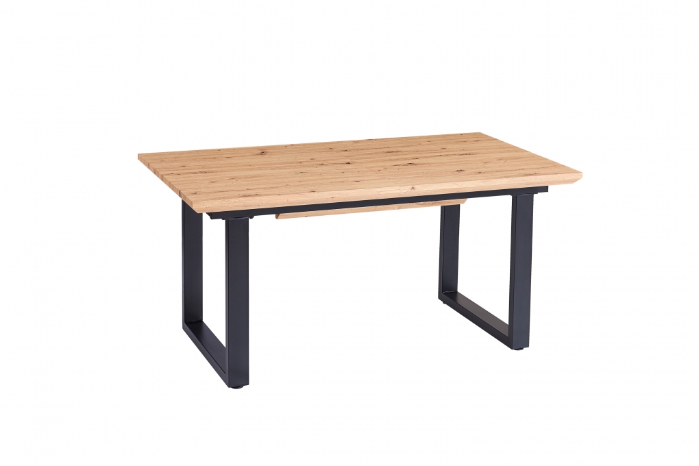 Esstisch Schweizer Kante eichenfarben 180(260) x 90 U-Gestell schwarz Bird itemprop=