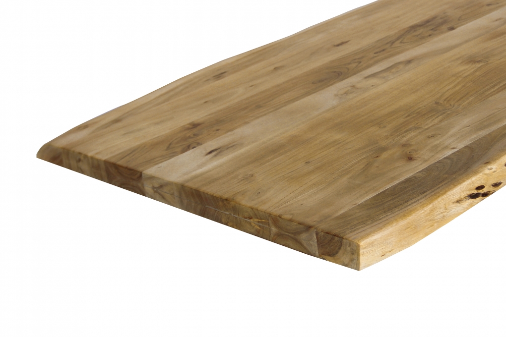 Esstisch Baumkante Akazie massiv eichenfarben 180 x 90 U-Gestell weiß CALI itemprop=