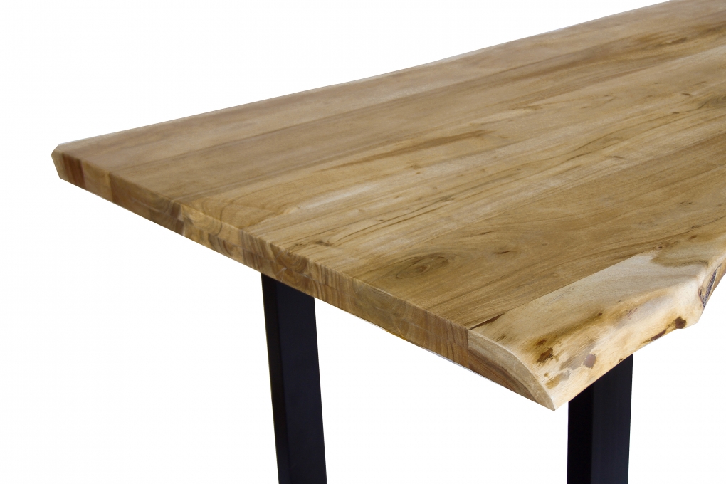 Esstisch Baumkante Akazie massiv Eiche 280 x 100 U-Gestell schwarz CALI itemprop=
