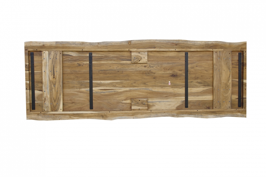 Esstisch Baumkante Akazie massiv Eiche 280 x 100 U-Gestell schwarz CALI itemprop=