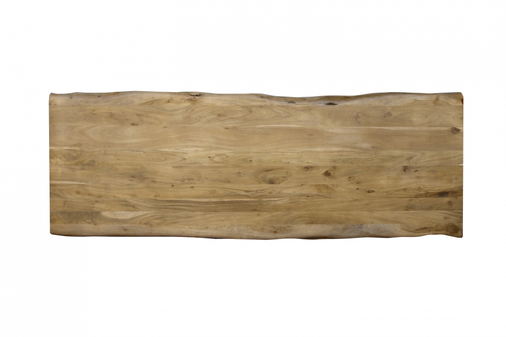 Esstisch Baumkante Akazie massiv Eiche 280 x 100 U-Gestell silber CALI itemprop=