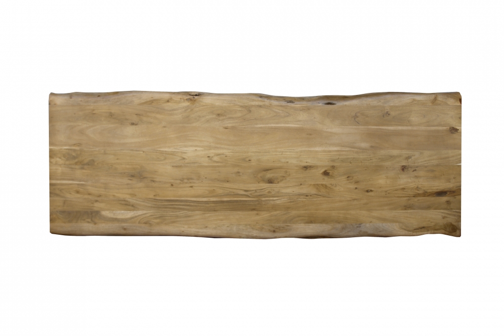 Esstisch Baumkante Akazie massiv Eiche 280 x 100 U-Gestell weiß CALI itemprop=
