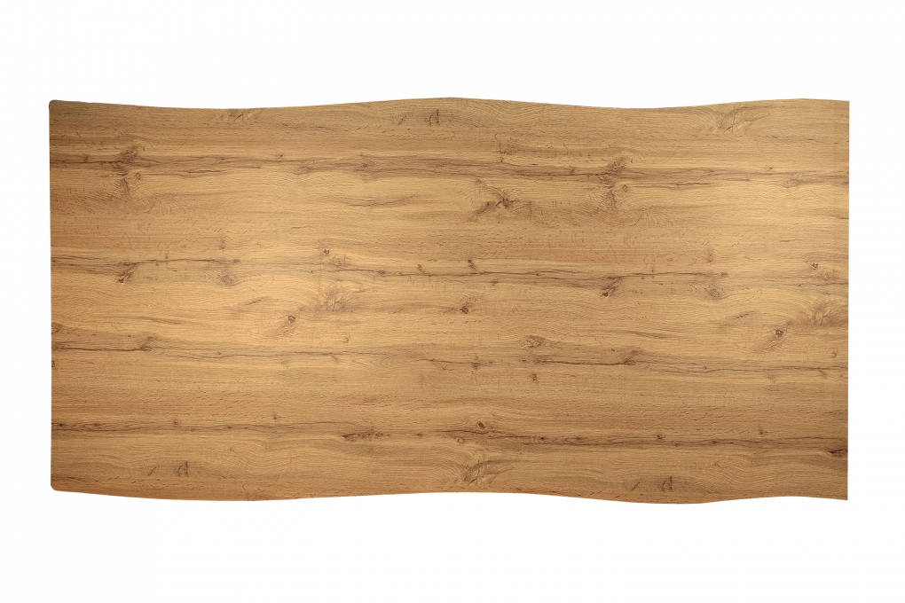Esstisch Baumkante Holz-Optik Wildeiche 240 x 100 Spider-Gestell silber JOSY itemprop=