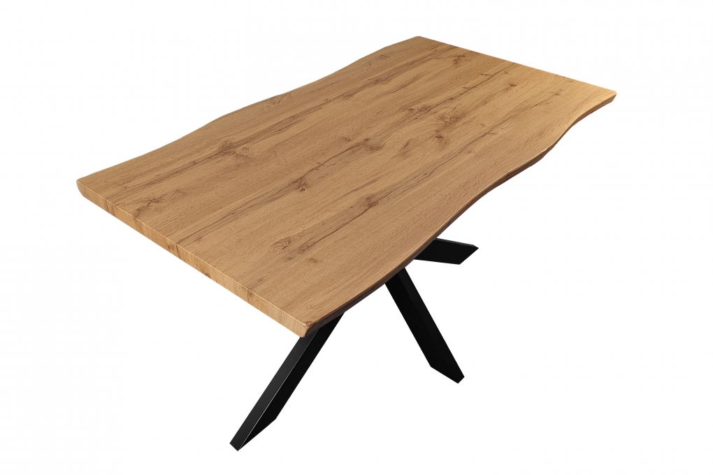 Esstisch Baumkante Holz Nussbaum-Optik 120 x 80 Spider-Gestell schwarz JOSY itemprop=
