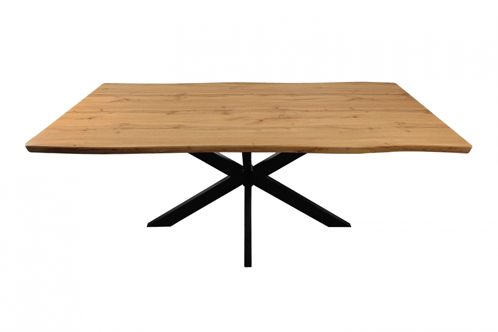 Esstisch Baumkante Holz Nussbaum-Optik 180 x 90 Spider-Gestell schwarz JOSY itemprop=