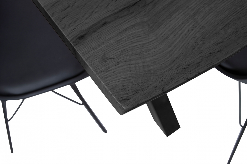 Esstisch Baumkante Holz-Optik Grau 120 x 80 X-Gestell schwarz JOSY itemprop=