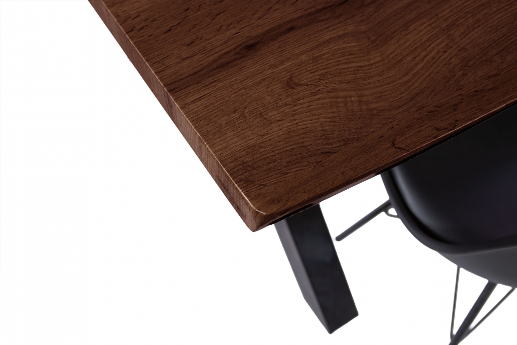 Esstisch Baumkante Holz-Optik Nussbaum 160 x 85 X-Gestell schwarz JOSY itemprop=