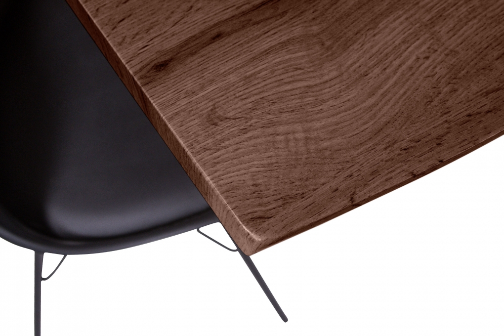 Esstisch Baumkante Holz-Optik Nussbaum 180 x 90 Spider-Gestell weiß JOSY itemprop=