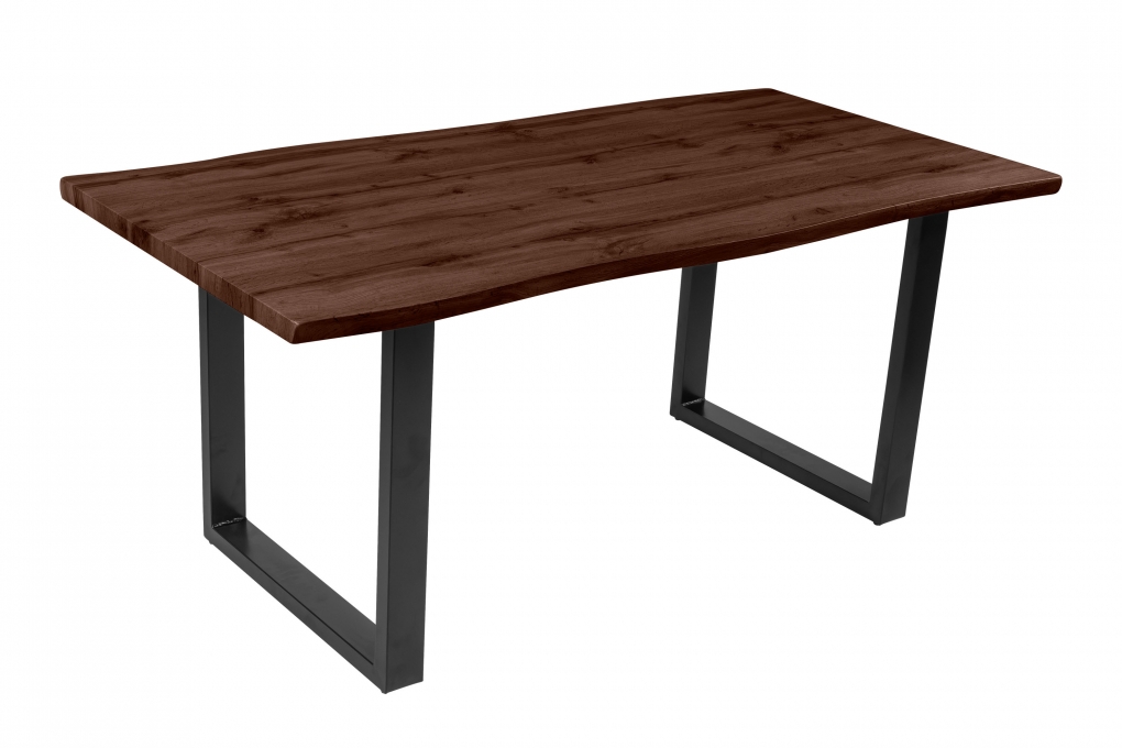 Esstisch Baumkante Holz-Optik Nussbaum 180 x 90 U-Gestell schwarz JOSY itemprop=