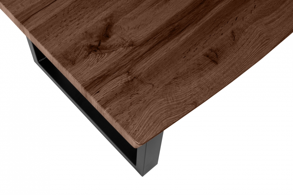 Esstisch Baumkante Holz-Optik Nussbaum 200 x 100 U-Gestell schwarz JOSY itemprop=