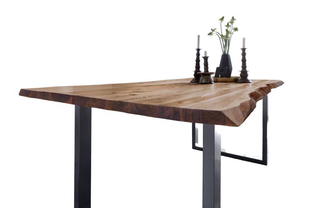 Esstisch Baumkante Massiv Akazie natur 260 x 100 silber NOAH itemprop=