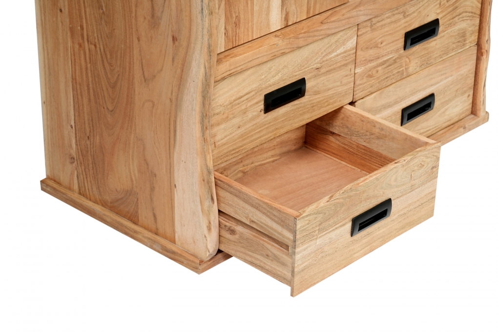 Highboard Baumkante 90 x 45 x 150 cm Akazienholz massiv naturfarben LIAN II itemprop=