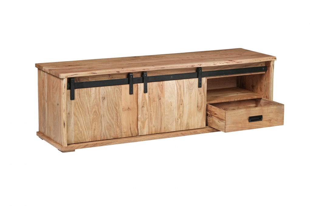 Lowboard Baumkante 160 x 45 x 50 cm Akazienholz massiv naturfarben LIAN III itemprop=