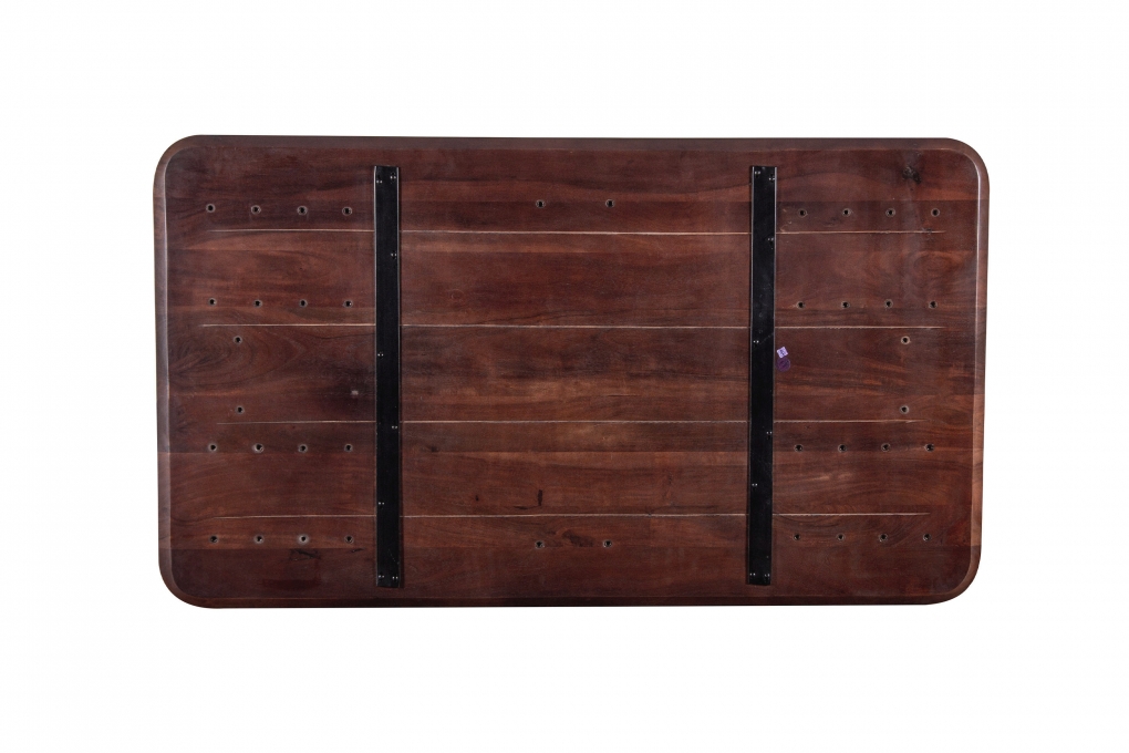 Esstisch 200 x 100 cm Akazie massiv kastanienfarben Schweizer Kante Spider-Gestell Holz kastanie ROBERTO itemprop=