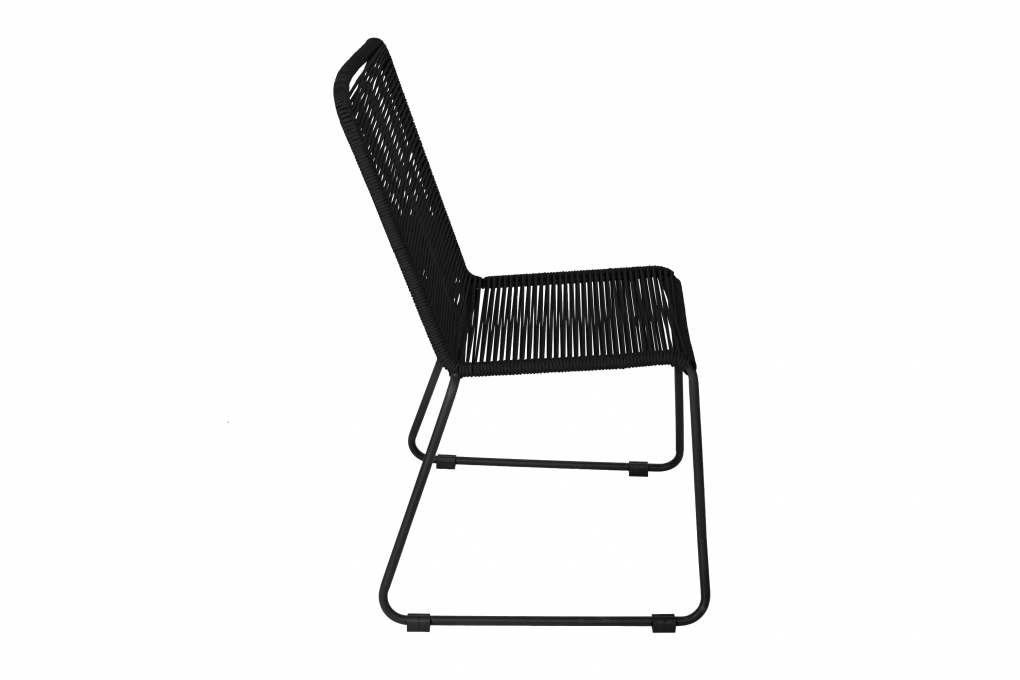 Gartenstuhl Outdoor-Seilstuhl Farbe Schwarz mit Eisen-Gestell in schwarz ISRA (6er Set) itemprop=