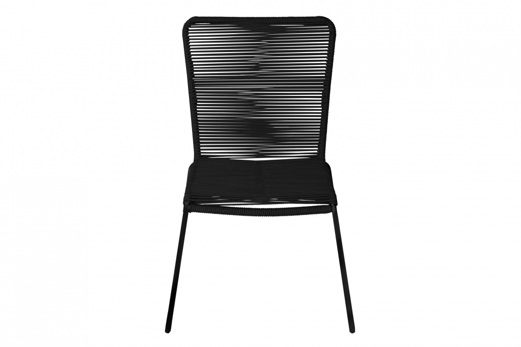 Gartenstuhl Outdoor-Seilstuhl Farbe Schwarz mit Eisen-Gestell in schwarz ISRA (6er Set) itemprop=