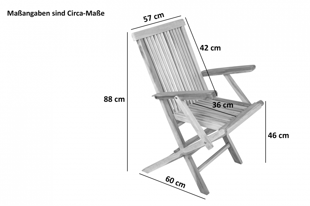 Teakholz Gartenstuhl Klappstuhl mit Armlehnen MALLORCA itemprop=