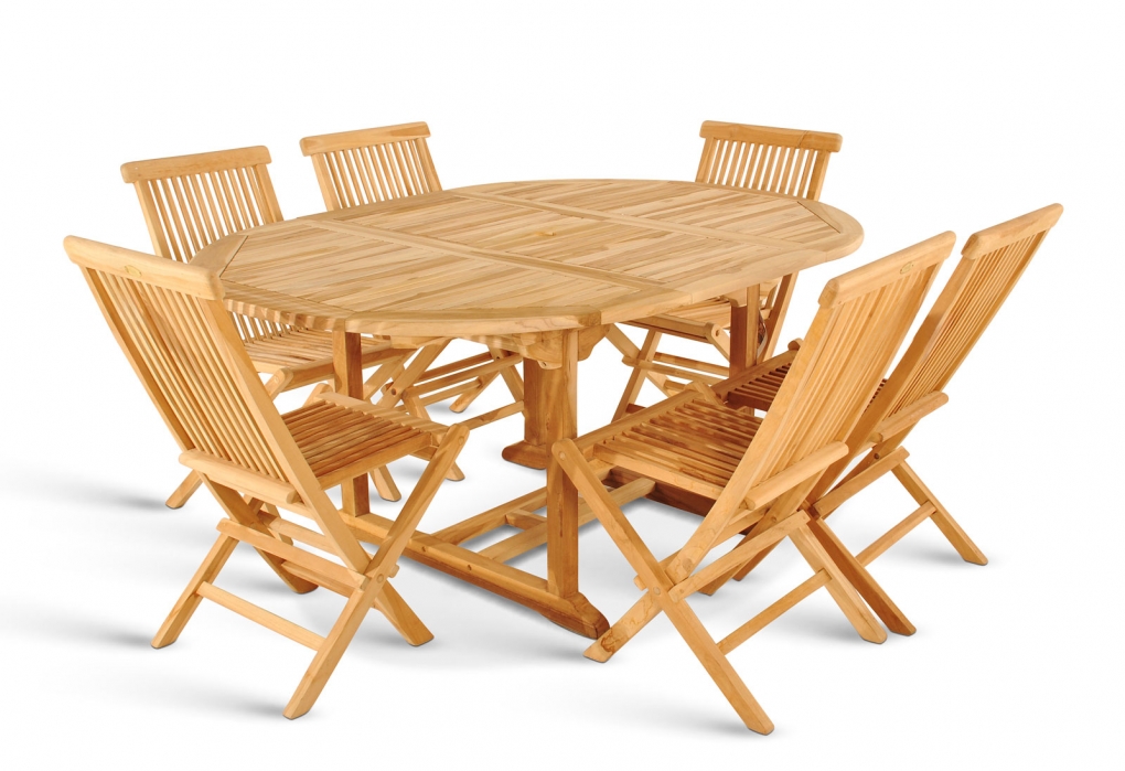 SAM® Gartenmöbel Set 7tlg Teak Gartentisch ausziehbar 120-170 cm BORNEO/MENORCA itemprop=