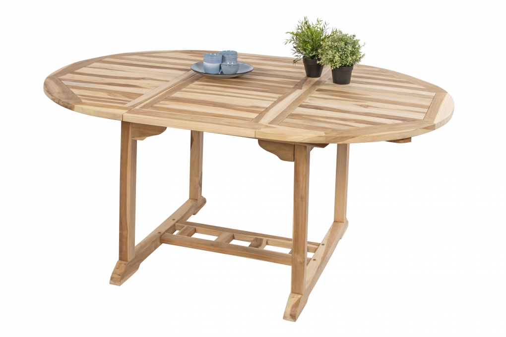 Gartentisch ausziehbar Teak Holz 120 - 170 cm oval BORNEO itemprop=