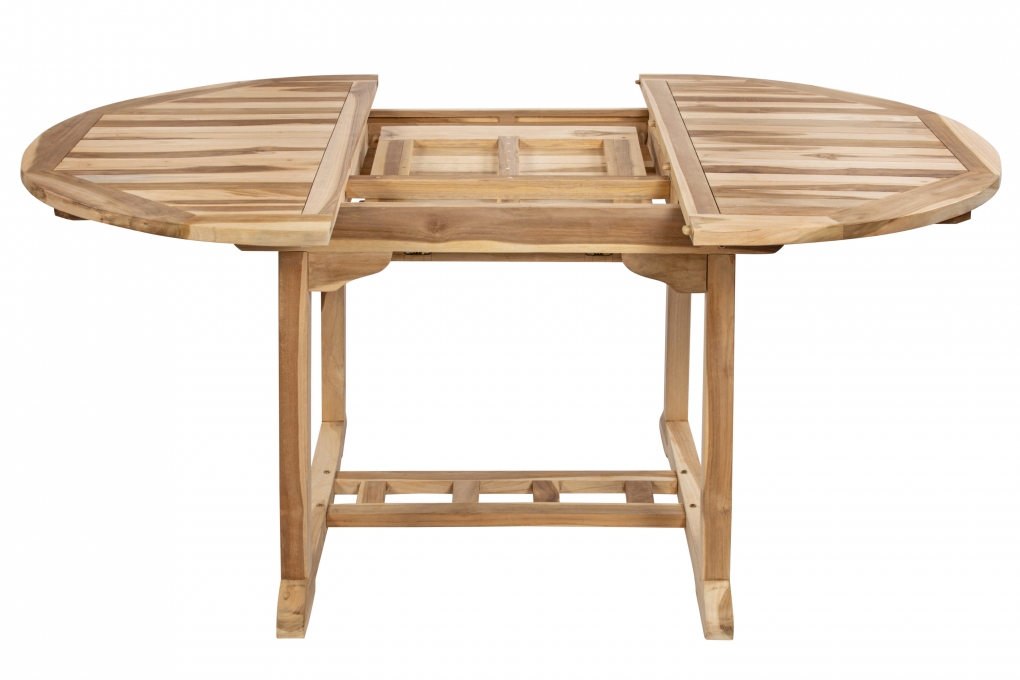 Gartentisch ausziehbar Teak Holz 120 - 170 cm oval BORNEO itemprop=