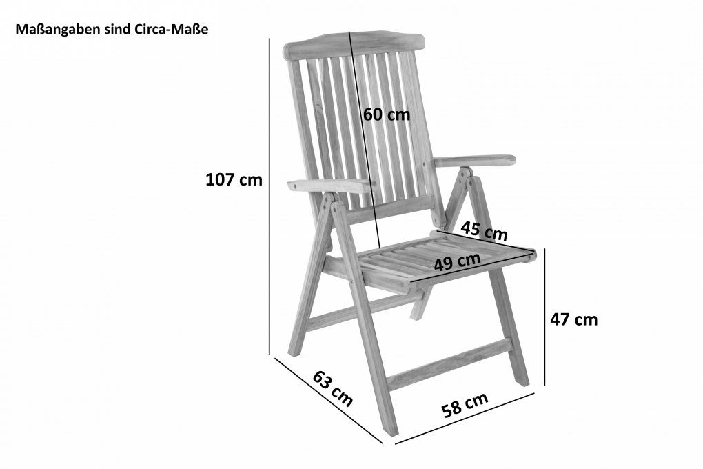 Teakholz Gartenstuhl Klappsessel Hochlehner ARUBA itemprop=