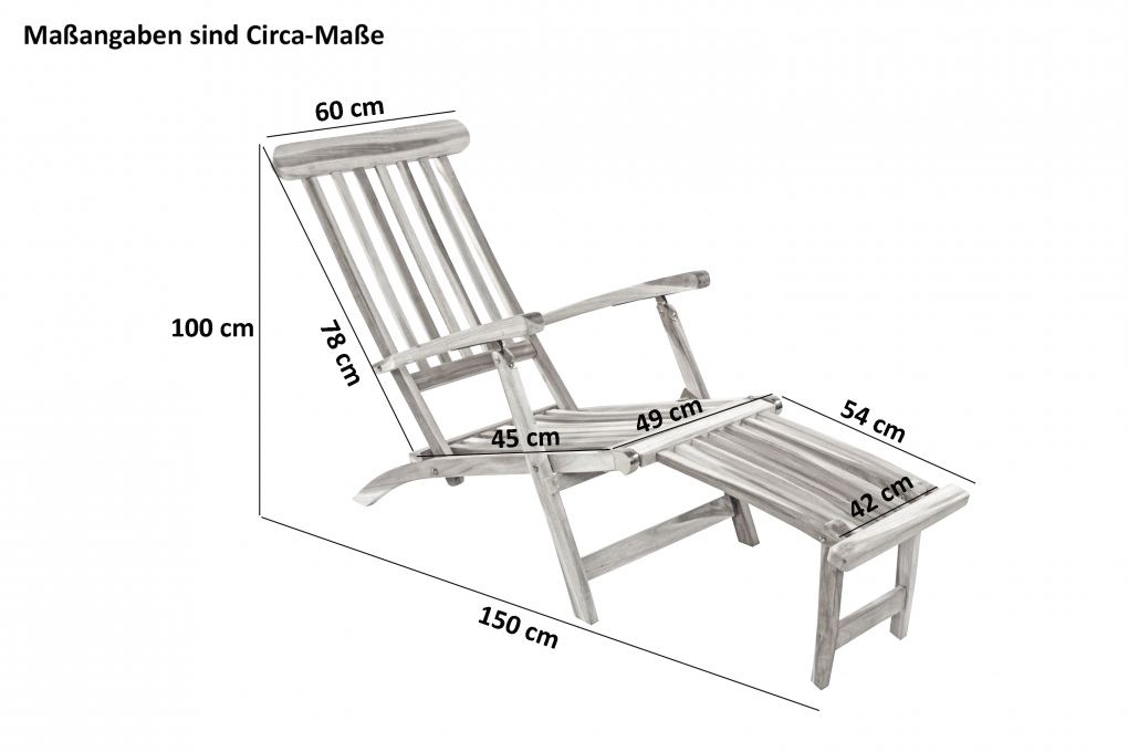 SAM® Gartenliege klappbar Teakholz Deckchair 150 cm PUCCON itemprop=