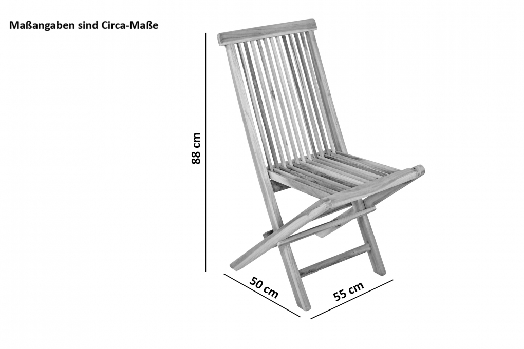 Teakholz Gartenstuhl Klappstuhl ohne Armlehnen MENORCA itemprop=