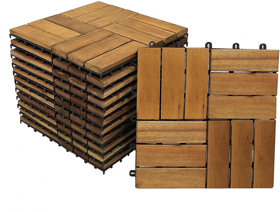 Holzfliesen Set 33 Stück = 3 m ² Akazie Modell 02 itemprop=