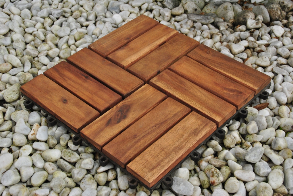 Holzfliesen Set 33 Stück = 3 m ² Akazie Modell 02 itemprop=