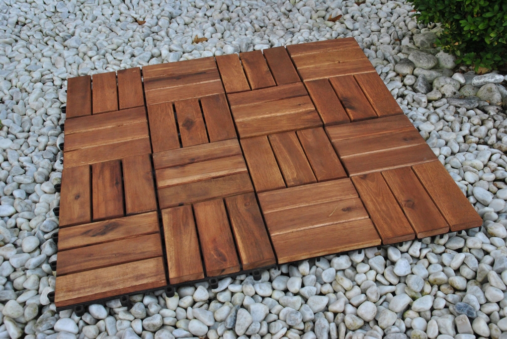 Holzfliesen Set 33 Stück = 3 m ² Akazie Modell 02 itemprop=