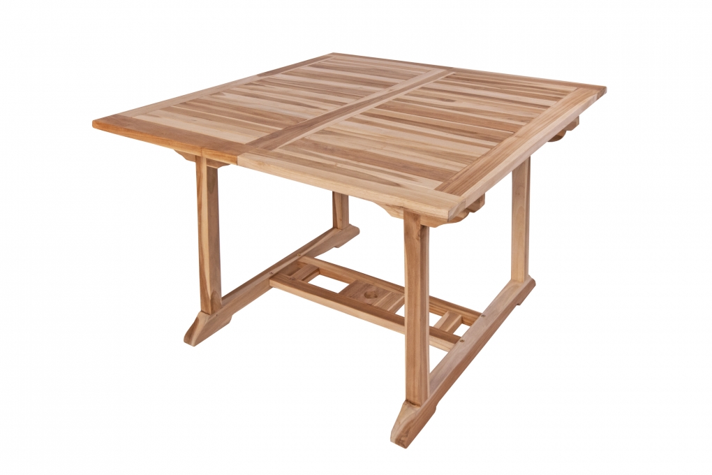 Teak Gartentisch eckig ausziehbar 120 - 170 cm x 120 cm Madera itemprop=