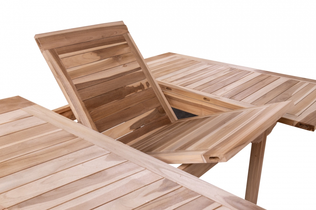 SAM® Teak Gartentisch eckig ausziehbar 120 - 170 cm x 120 cm Madera itemprop=