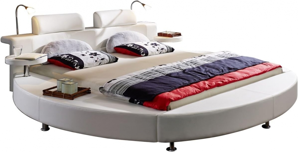 SAM® Rundbett Doppelbett 180 x 200 cm 2 Leselampen Weiß Classico Auf Lager ! itemprop=