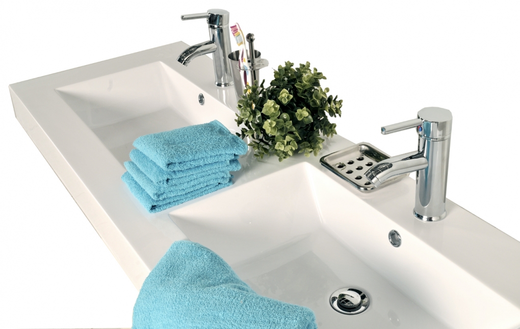 SAM® Badmöbel Set 4tlg Doppelwaschtisch 140 cm weiß Parma itemprop=