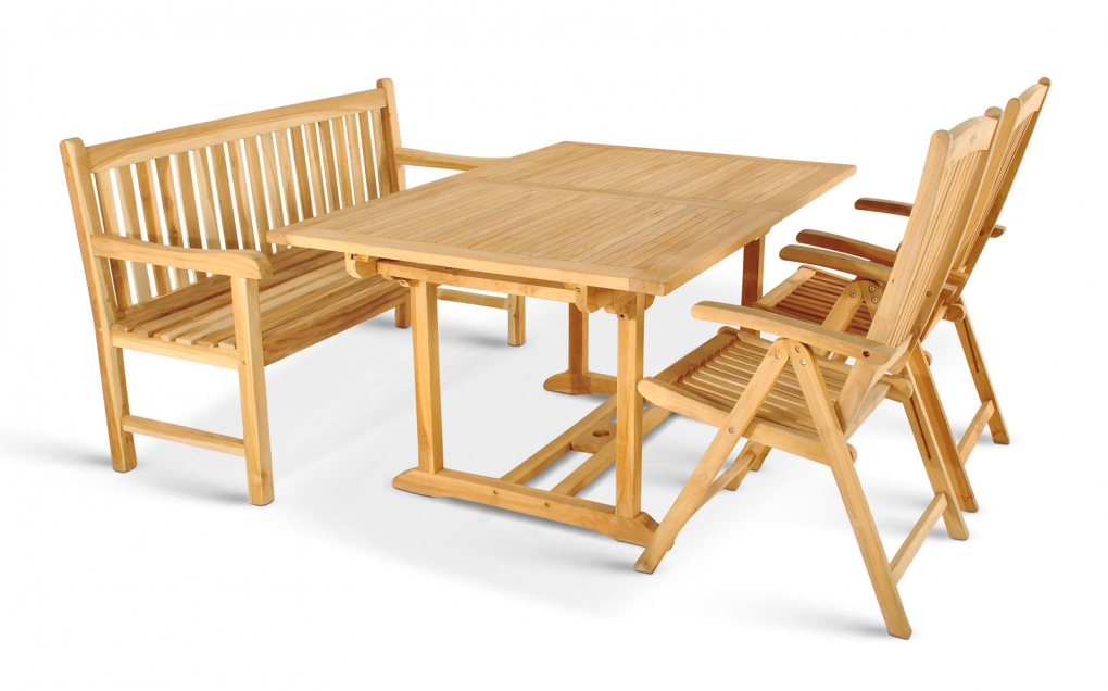 SAM® Gartenmöbel Set 4tlg mit Bank Teak Gartentisch ausziehbar 150-200 cm CARACAS/SOLO itemprop=